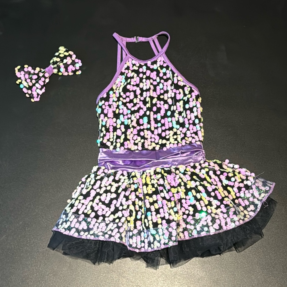 Weissman costume and bow accessory IC 7/8 - purple/black/pink